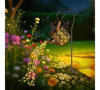 Solar Watering Can Lights Outdoor Garden, Waterproof LED Hanging Metal Lantern with Fairy String Light, Garden Patio Yard Pathway Lantern Plant Decoration, Gifts for Mom Grandma Women Birthday