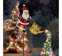 Solar Watering Can Lights Outdoor,Hanging Metal Solar Santa Claus Watering Can with Multicolor LED Light, Waterproof Vintage Outdoor Lantern Decor for Pathway Patio (1PC)