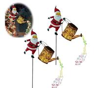 Solar Watering Can Lights Outdoor,Hanging Metal Solar Santa Claus Watering Can with Multicolor LED Light, Waterproof Vintage Outdoor Lantern Decor for Pathway Patio (2PC)