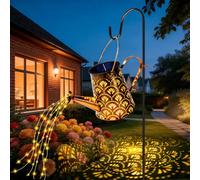 Solar Watering Can Lights with String Lights Outdoor Garden, Hanging Waterproof Garden Light Metal with Bracket, Solar Lantern with 100cm Shepherd Hook for Yard Lawn Pathway Patio Fence Backyard (Fan)