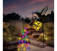 Solar Watering Can Outdoor Decorative Light, Solar Watering Can with String Lights Garden Decor, Retro Metal Lantern Hanging with Bracket, SolarLantern for Garden Patio Lawn