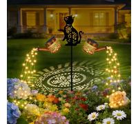 Solar Watering Can with Cascading Lights，2 Pack Decorative Mandala Solar Garden Lights Outdoor,2 Modes Waterproof Solar Lantern Garden Ornament s Auto On/Off Metal Pathway Lighting Warm White