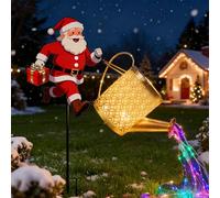 Solar Watering Can with Cascading Lights,Christmas Santa Solar Kettle Lights,Santa Solars Watering Can Lightss Outdoor with Led Light for Yard, Patio, Lawn, Pathway (Colorful Lights)