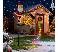 Solar Watering Can with Cascading Lights, Christmas Santa Solar Kettle Lights, Santa Solars Watering Can Light, Outdoor Garden Decoration for Patio Path Walkway Yard Decoration (Colored Lights)