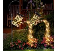 Solar Watering Can with Cascading Lights, Hanging Solar Waterfall Lights Waterproof Outdoor Garden Decor for Yard Porch Lawn Backyard Patio Outside Gardening Gifts