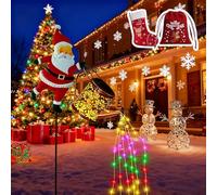 Solar Watering Can with Cascading Lights, Waterproof Watering Can Solar Lights Outdoor Garden Ornaments, LED Hanging Metal Christmas Solars Kettle Light for Yard Patio Pathway (Multicolor-1PC)