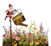 Solar Watering Can with Lights, Santa Claus Large Solar Watering Can, with Cascading Lights, Hanging Outdoor Garden Lantern, Metal for Front Porch Backyard Decor