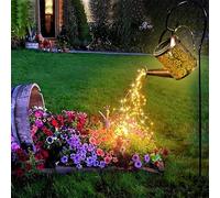 Solar Watering Can with String Lights Garden Decor, LED Waterproof Solar String Lights Outside, Metal Vintage Fairy Tale Waterfall Light, Hanging Lantern Lamp for Lawn Yard Pathway(with Shepherd Hook)