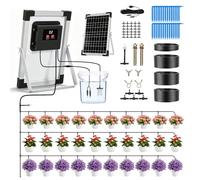 Solar Watering System for 30 Potted Plants, 5W Auto Watering Kit, Solar Irrigation System with Water Timer, with Anti-Siphoning Device, 30m Hose for Garden Plant Greenhouse Balcony Vegetables shrub