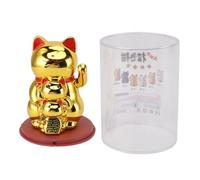 Solar Waving Arm Fortune Cat, Smiling Lucky Cat Ornament with Solar Panel for Wealth, Fengshui, Desk, Car Dashboard, Home Decor