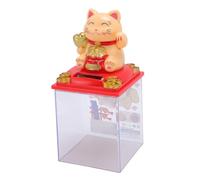 Solar Waving Cat Arm Lucky Cat Statue Automatic Solar Energy Cornucopia Lucky Cat Ornaments Light Sense Waving Hand Statue Bust Decoration Bust Sculpture Figurine Lights (Yellow)