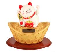 Solar Waving Lucky,Cat Ornament Plastic Fortun,e Welcoming Wealth, Decoration for Home Shop Hotel Office White Light Yellow Black 11.5x7.5x12cm(White)