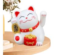 Solar Waving Lucky Cat | Solar Power Fortune Cat | Small Solar Waving Cat | Fortune Cat Statue Decorations | Lucky Waving Wealth Cat | Maneki Neko Lucky Cat Statue | Fengshui Lucky Cat Swinging Arm, C