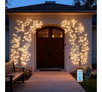 Solar Willow Vine Lights Outdoor: 7.8ft 144LEDs Waterproof Fairy String Lights with Remote & Timer, No Wiring Needed for Garden, Fence, Wall, Christmas Decor, Party, Patio