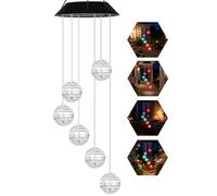 Solar Wind Chime, 7-Color Light Changing Ball Wind Chimes, Gifts for Mom Grandma, Waterproof Outdoor Solar Windchimes for Garden, Patio, Party, Yard, Window, Indoor & Outdoor Decor