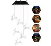 Solar Wind Chime, 7-Color Light Changing Deer Wind Chimes, Gifts for Mom Grandma, Waterproof Outdoor Solar Windchimes for Garden, Patio, Party, Yard, Window, Indoor & Outdoor Decor