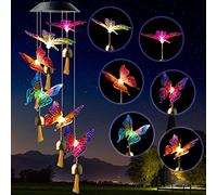 Solar Wind Chime, LED Color Changing Wind Chime Solar Powered Wind Mobile Colorful Light for Indoor Outdoor, Garden, Patio Decor, Mom Gift (Butterfly Shape) 1PCS