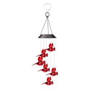 Solar Wind Chimes Cardinal Bird,Solar Cardinal Red Bird Wind Chime Light, With 6 Vivid Hummingbirds Multicolor LED Light,Courtyards, Decorations,Cardinal