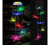 Solar Wind Chimes, Color Changing Dragonfly Lights, Waterproof Solar Powered Wind Chimes for Garden, Hanging Lights Romantic for Outdoor Decor, Gifts for Women Birthday Christmas