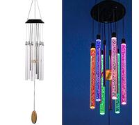 Solar Wind Chimes for Outside, 6 LED Light Bars Color Changing Wind Chime Outdoor Unique Garden Decor Colorful Patio, Gifts for Her/Him (32")
