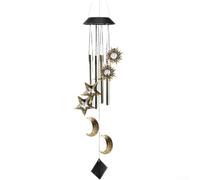 Solar Wind Chimes LED Outdoor Garden Decor Weatherproof | ABS Weatherproof Build, Auto LED Lights At Dusk, Soothing Melodic Sounds, Sun Moon Star Design, Patio Lawn Balcony Decor