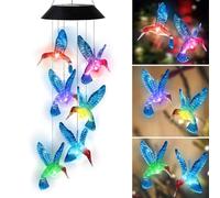 Solar Wind Chimes Lights LED Color Changing Hummingbird,Hanging LED Multi-Color Wind Chimes Mum Solar Lights,Hummingbird Wind Chimes Outdoor Garden Gifts for Mom Grandma Women for Outdoor Garden