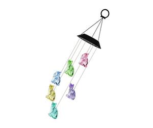 Solar Wind Chimes Outdoor LED Color Changing Cats Light Hanging Windchime Decoration for Garden Spring Gardening Tool