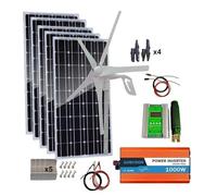 Solar Wind Power Hybrid Kit - Off-Grid Home System for 12V/24V Battery Charging with 400W Turbine Generator & 500W Monocrystalline Panel