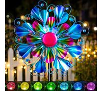 Solar Wind Spinner Outdoor Metal - Peacock Kinetic Garden Sculptures with Color-Changing LED Lights, Waterproof Wind Catchers Yard Art Decor for Patio Lawn, for Women