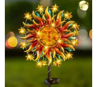 Solar Wind Spinners for Yard Garden - 60.3 Inch 360° Metal Sun Wind Sculptures Outdoor Clearance Kinetic Windmills with Vine String Shining LED Lights for Patio, Lawn Xmas Garden Decoration