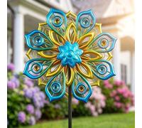 Solar Wind Spinners Outdoor 63x13 Inch Double Layer Metal Wind Spinner with Lights Peacock-Style Windmill for Garden Lawn Outdoor Decor Gardening Gifts for Women