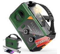 Solar Wind Up Emergency Radio - with 27000mAh Power Bank, AM/FM Weather Alert, SOS and Torch, Portable Survival Kit for Camping & UK Power Cuts (Army Green)