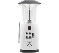 Solar Wind-Up LED Camping Lantern with Hand Crank, FM Radio, Cell Phone Charger, Adjustable Volume, SOS Alert, Portable Emergency Radio for Outdoor Use, 7.7 x 3.7 in / 19.5 x 9.5 cm