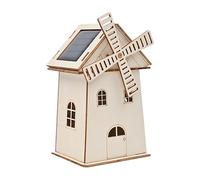 Solar Windmill House, Solar Model Construction Craft Kit, STEM Toy for Learning and Experiment, Creative Wooden Decor Ornament for School, Exhibitions, or Living Room, Educational and Fun DIY Activity