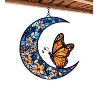 Solar Window Catcher, Butterfly and Floral Moon Suncatcher - Monarch Butterfly and Floral Moon Garden Sun Catchers,Acrylic Artistic Ornament for Garden Decoration at the M