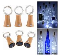 Solar Wine Bottle Lights, Toifucos 6 Pack 20 LED Waterproof Copper Cork Shaped Lights Firefly String Lights for DIY Wedding Party Outdoor, Holiday, Garden, Patio Pathway Decor, White