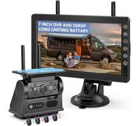 Solar Wireless Magnetic Backup Camera, 10000mAh Rechargeable Battery Rear View Camera, No Wiring 7 Inch 1080P IP69 Waterproof Monitor System for Car, Truck, Trailer, RV (VS-7B)