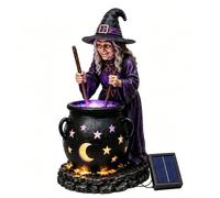 Solar Witch & Glowing Cauldron Halloween Garden Light,Solar Powered Witchs with Glowing Cauldron Halloween Garden Statue Light,Outdoor Resin Witch Figurine for Lawn Courtyard
