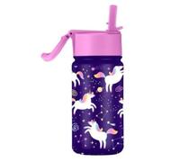 SOLARA Metal Water Bottle for Kids, 14oz Double Wall Vacuum Insulated Stainless Steel Kids Water Bottles with Straw, Sipper Bottle for Kids, Keeps Cool for 24hrs and Warm for 12hrs -Unicorn
