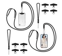 Solaradgy Phone Lanyards with 2 Pack Adjustable Neck Straps 2 Pack Wrist Straps 8 Pack Stainless Steel Pads Compatible for iPhone Android Smartphones Neck Holder for Unisex & Travel Essentials, Black