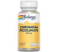 Solaray - Chromium Picolinate 200mcg - 100 Vegan Tablets not Capsules - High Absorption Rate Chromium Supplement - Lab Verified & GMO Free