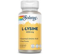 Solaray L-Lysine 1000mg, 60 Vegan Capsules, 500mg per Capsule | Amino Acid Supplement for Pre and Post Workout, Double Strength, 500mg per Capsule, Lab Verified, Magnesium Stearate Free