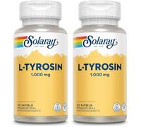 Solaray L-Tyrosine Free-Form Amino Acid Supplement 1000mg - 100 High Strength Capsules - 500mg L Tyrosine per Capsule - Lab Verified, Gluten Free (Pack of 2)