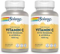 Solaray Vitamin C 1000mg Time Release Formula, 100 Vegan Capsules (Pack of 2)