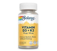 Solaray Vitamin D3 3000 IU and K2 50mcg - 120 Vegetarian Capsules | High Strength, Immune, Bone & Muscle Support, 4 Month Supply, Lab Verified