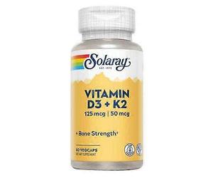 Solaray Vitamin D3 Plus K2, 60 Caps (Pack of 1)