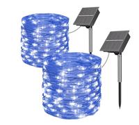SOLARBABY Guirlande lumineuse Exterieure 2 x 20 m - 200 LED Guirlande Lumineuse Solaire Étanche 8 Modes - IP65 - Étanche - Pour Noël, extérieur, Balcon, Jardin, fête - Bleu