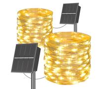 SOLARBABY Outdoor Garden Illumination, 2x20M, 200 LED Festive String, IP65 Waterproof Decorative Strands, 8 Modes Copper Wire Fairy Strands for Christmas Decor, Xmas Trees, Parties-Warm White