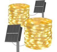 SOLARBABY Solar Fairy Lights Outdoor,2 * 20m 200 LED Solar Fairy Lights Outdoor 8 Modes Waterproof String Lights for Garden, Party, Holiday, Xmas Tree Christmas Decoration -Warm White