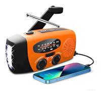 SOLARBABY Wind Up Solar Radio, Emergency Hand Crank Self Powered AM/FM Survival Solar Weather Radio with LED Flashlight,SOS Alarm,2000mAh Emergency Power Bank for Smart Phone (M-Orange)
